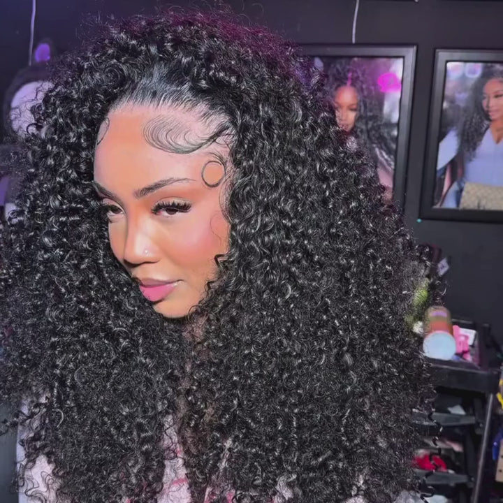 SZC 250 300 Density Tight Kinky Curly 13x4 Lace Front Virgin Human Hair Wig