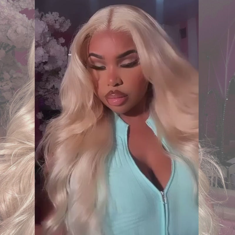SZC 200 Density Blonde 613 Body Wave 13x4 Lace Front Virgin Hair Wigs