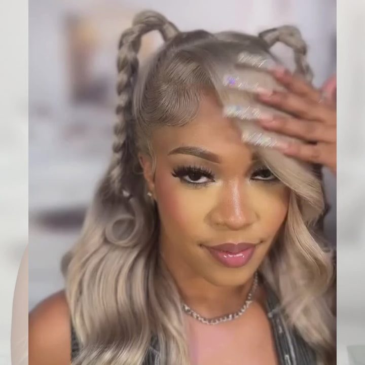 SZC Ash Teal Blonde 13x4 Lace Front Virgin Human Hair Wigs 200 Density