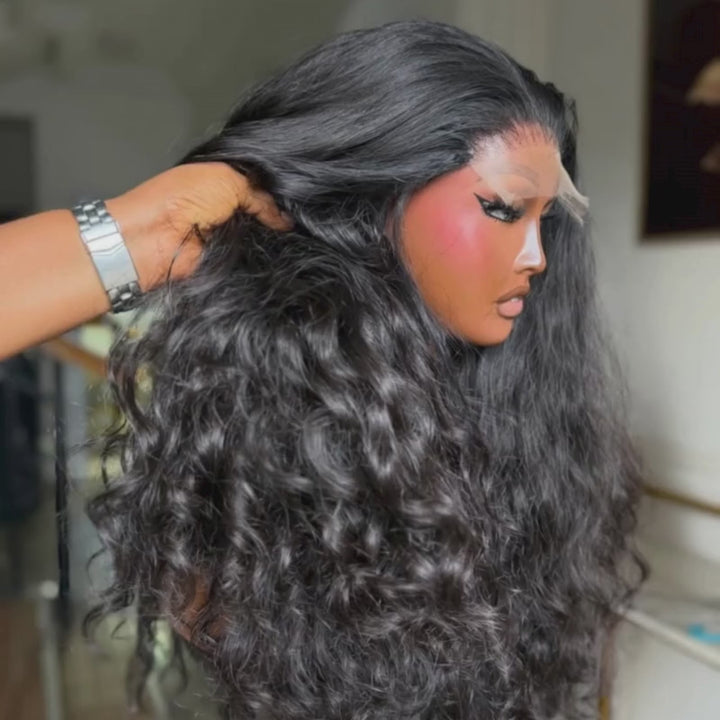 SZC 300 400 Density Thick Full Loose Deep Wave Spiral Curly 13x4 Lace Front Human Hair Wig