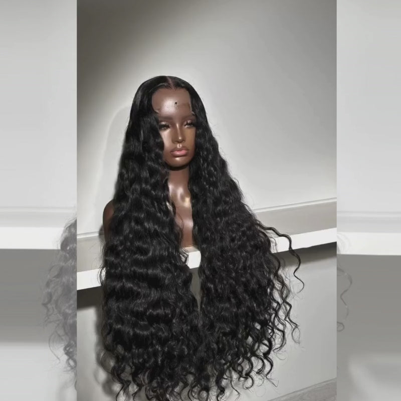 SZC Natural Loose Water Wave 250 300 Density 13x4 Lace Front Human Hair Wig