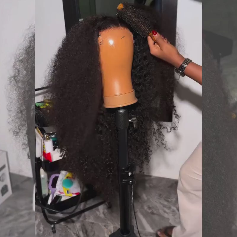 SZC Kinky Curly 300 Density 13x4 Lace Front Virgin Human Hair Wigs