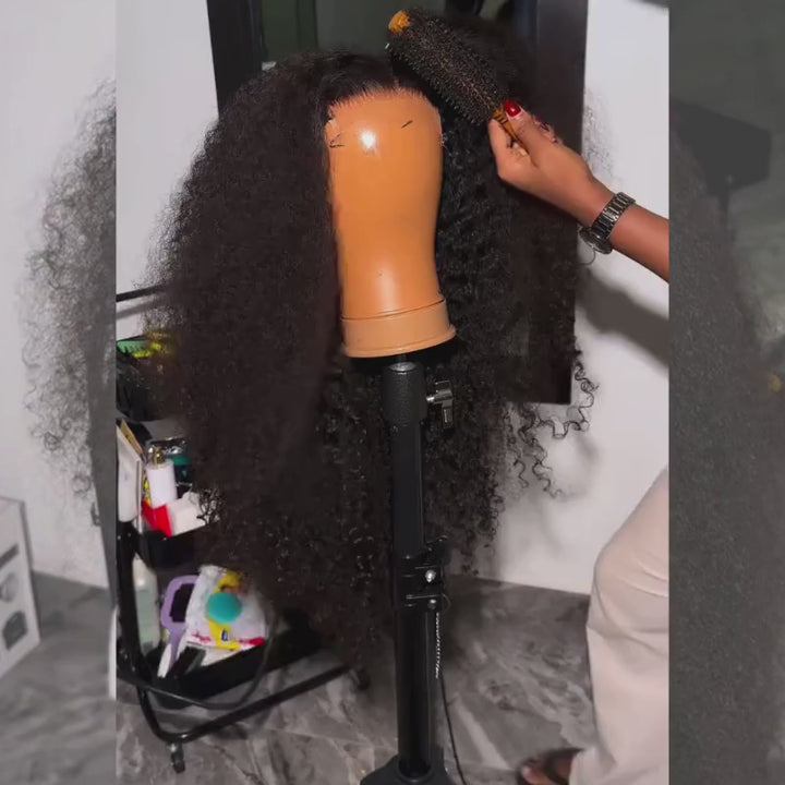 SZC Kinky Curly 300 Density 13x4 Lace Front Virgin Human Hair Wigs