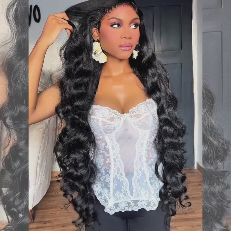 SZC Soft Bouncy Loose Body Wave 13X4 Lace Front Human Hair Wigs 250 300 Density