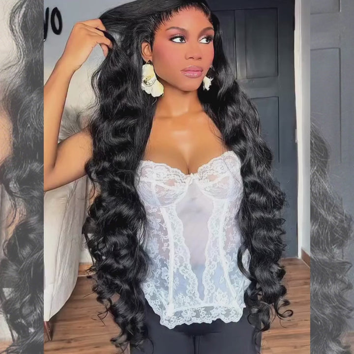 SZC Soft Bouncy Loose Body Wave 13X4 Lace Front Human Hair Wigs 250 300 Density