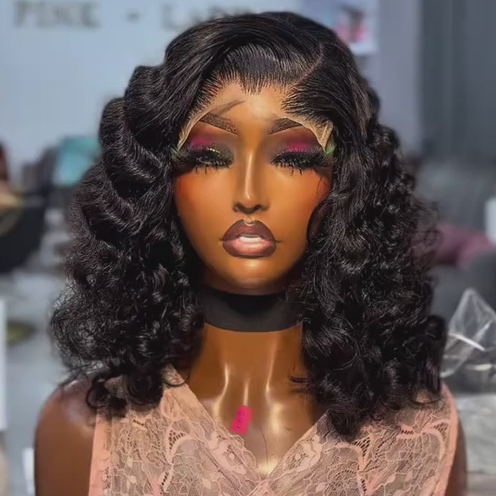 SZC Elegant Natural Bouncy Loose Curls 13x4 Lace Front Virgin Human Hair Wigs