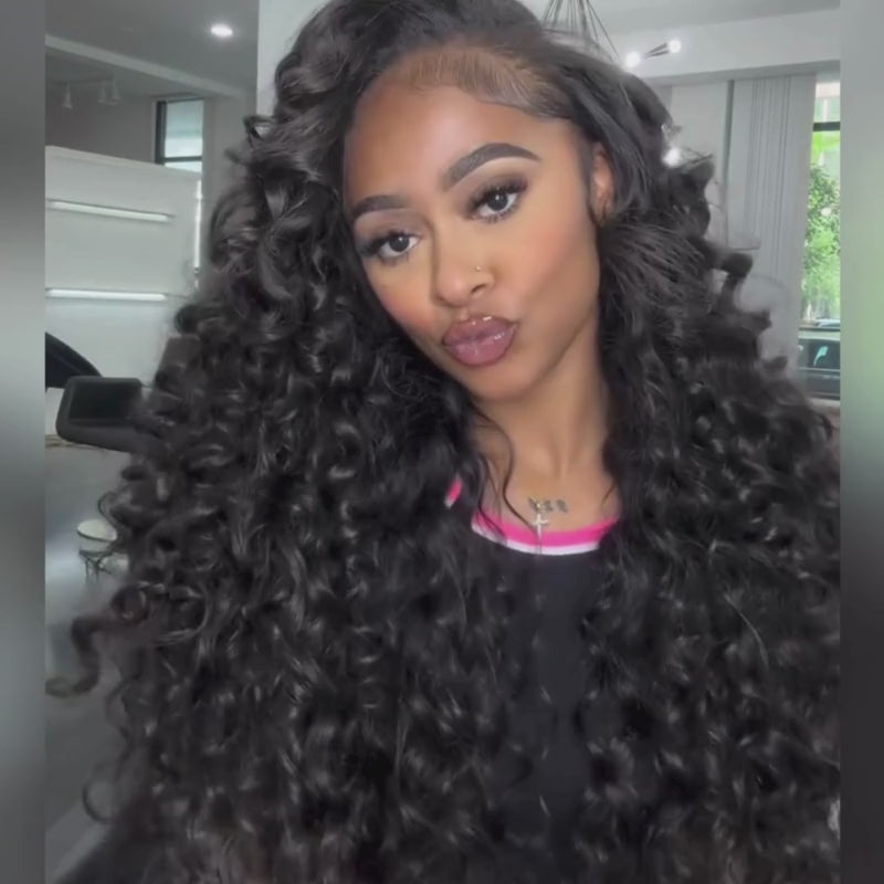 SZC 250 300 Density Bouncy Wand Curls 13x4 Lace Front Virgin Human Hair Wigs