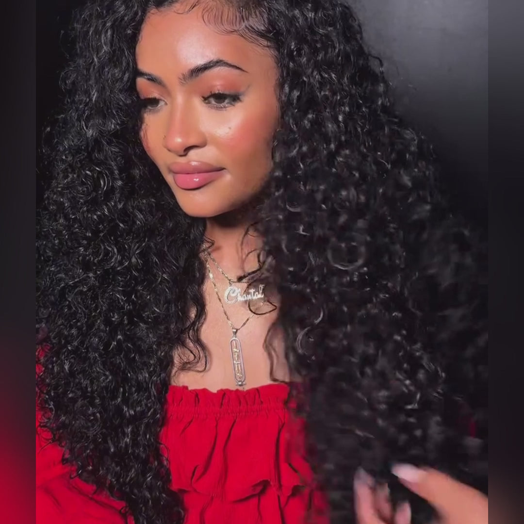 SZC 250 300 Density Spiral Loose Water Wave Curls 13x4 Lace Front Virgin Human Hair Wigs