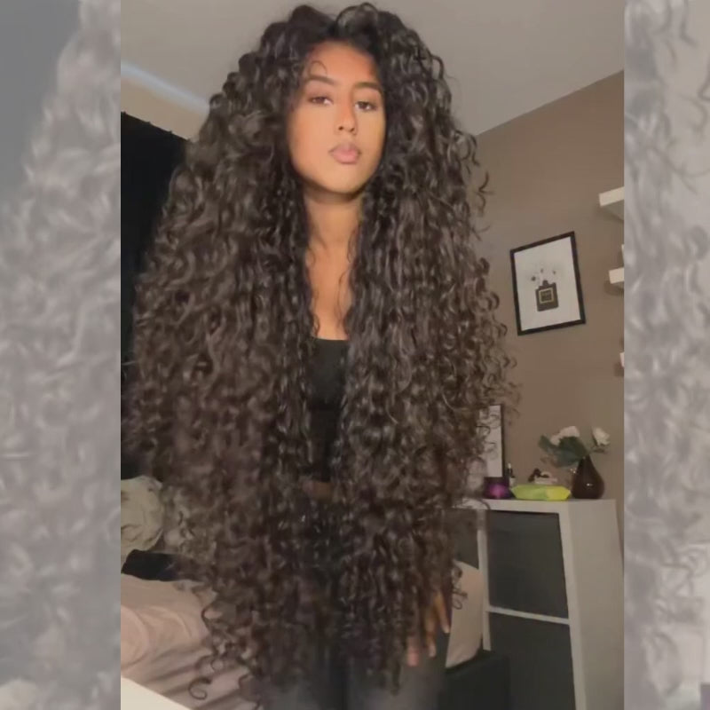 SZC 42 40 inch Long Knee Length Spanish Loose Curls 13x4 Lace Front Human Hair Wigs