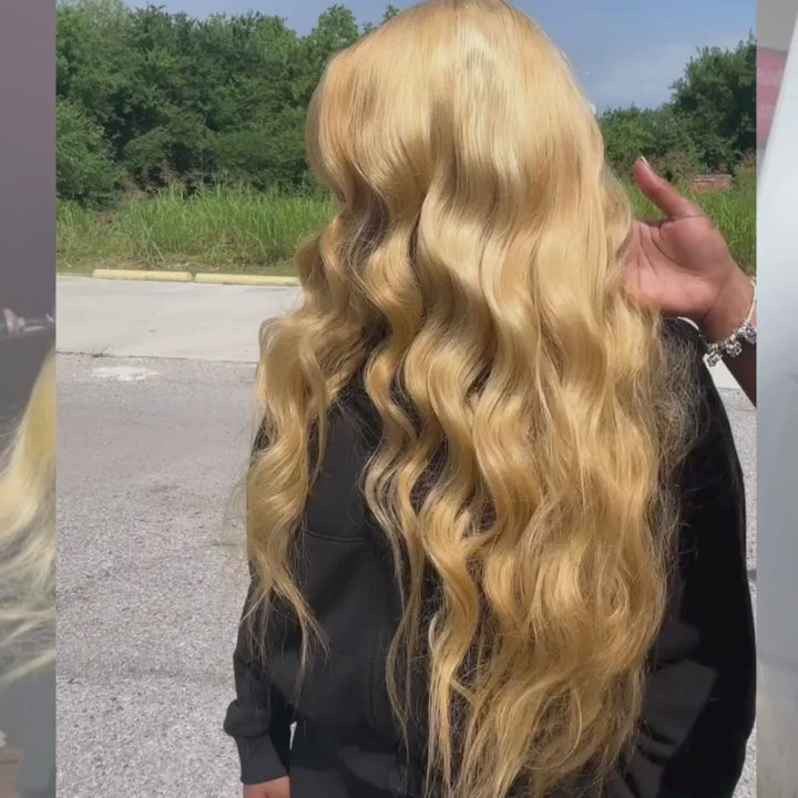 SZC Strawberry Honey Blonde 13x4 Transparent Lace Front Human Hair Wigs